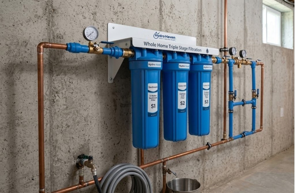Whole Home Filtration system installed on copper pipework